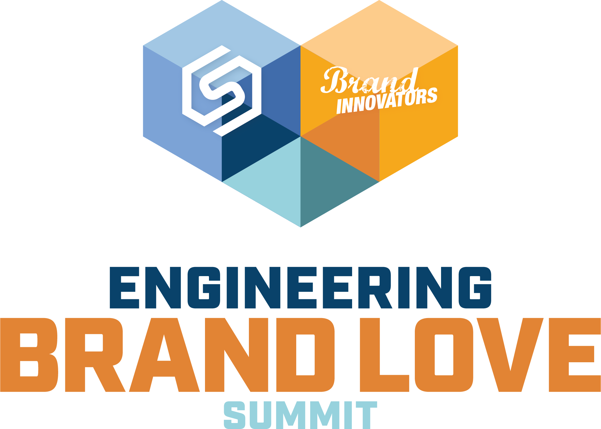Blue and Orange Logo that says Engineering Brand Love Summit