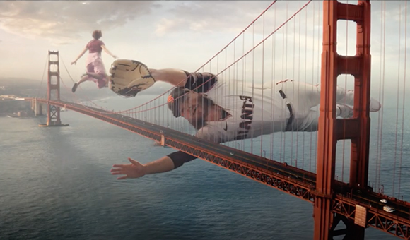 Graphic of the Golden Gate Bridge and San Fransisco Giant baseball players.