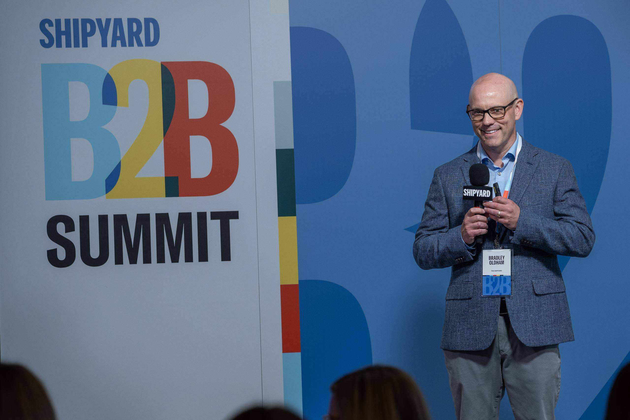 Brad Oldman on stage at The Shipyard B2B Summit