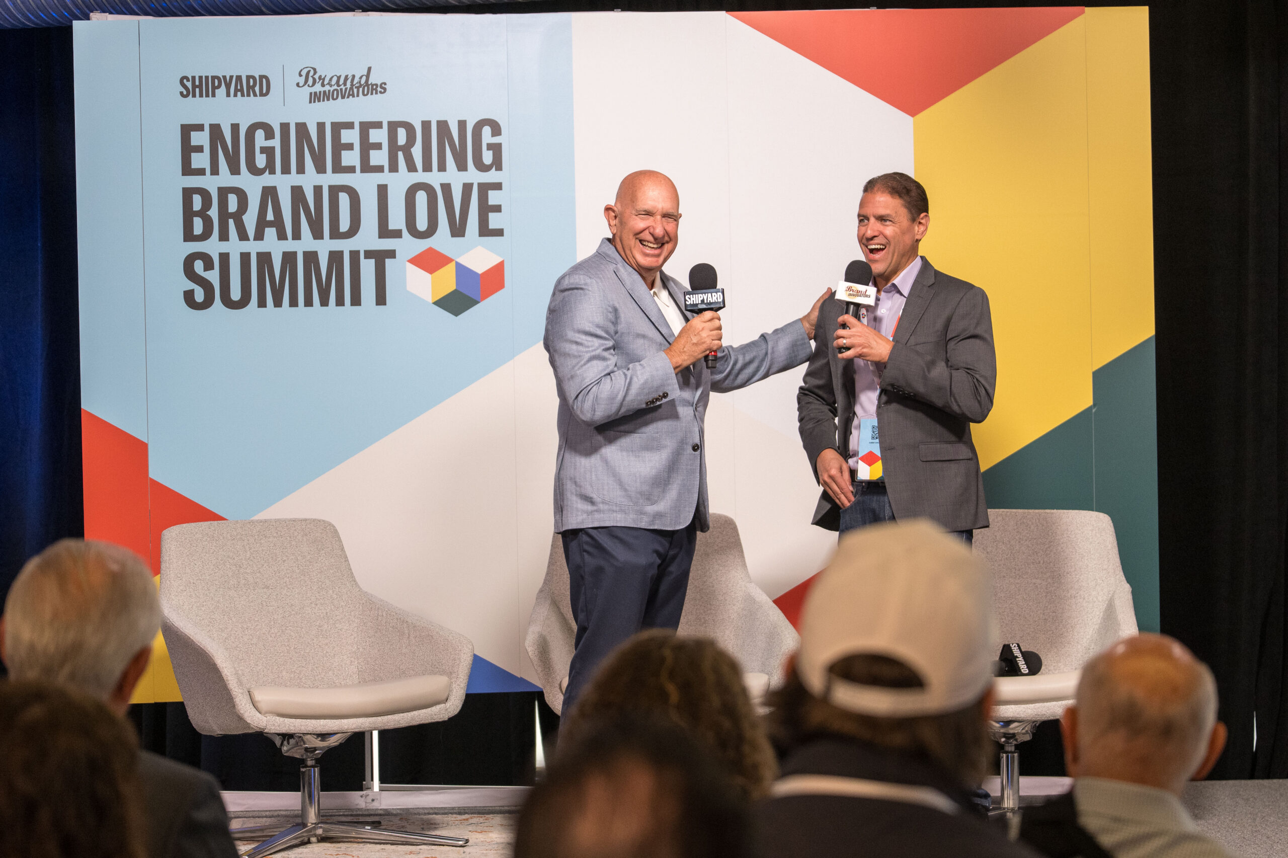 Rick Milenthal and Joe Varano on stage at The Shipyard's Engineering Brand Love Summit
