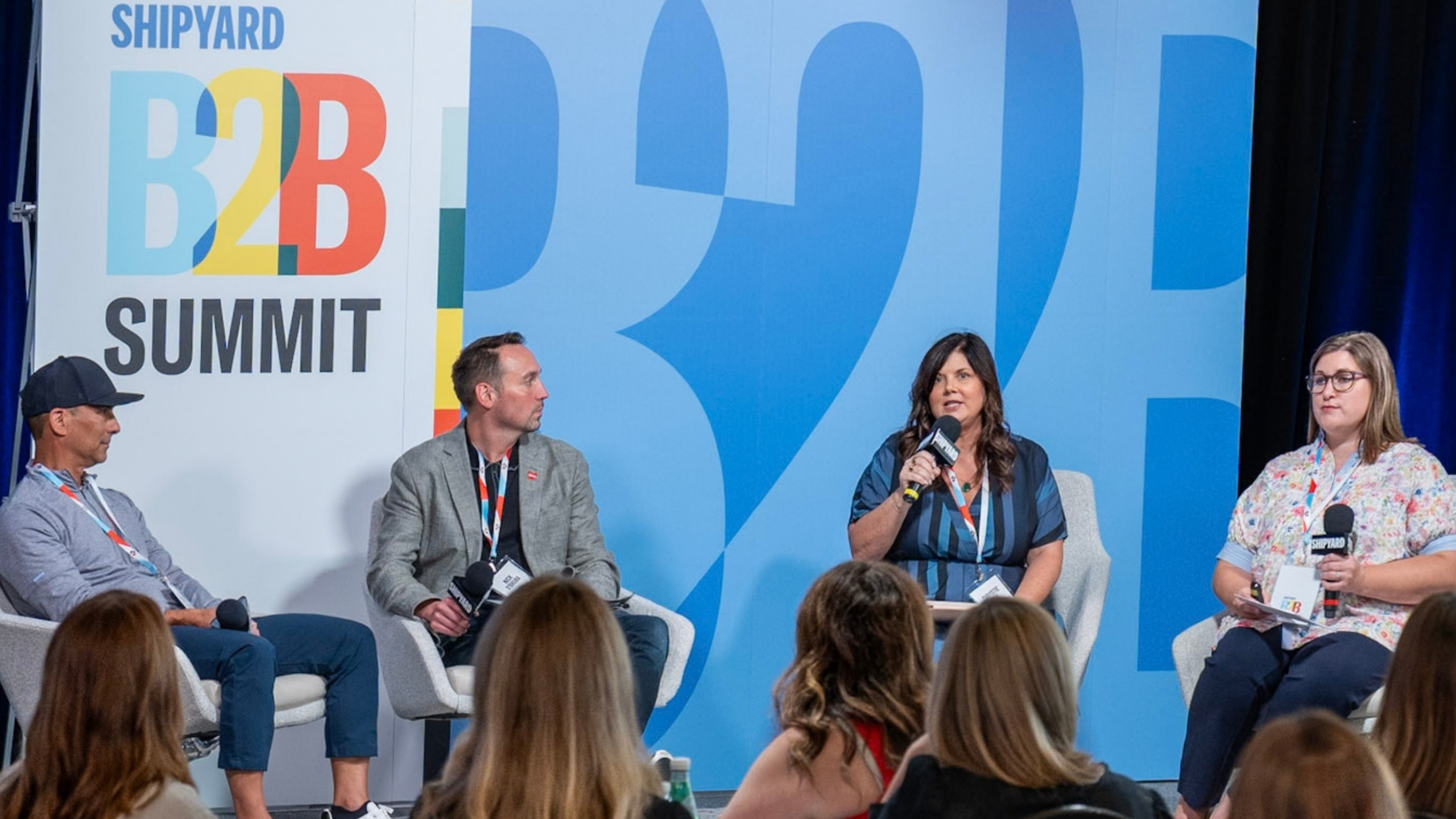 Nick O’Bruba, Chrystie Reep, Dom Thiel and Liz Kennedy on stage at The Shipyard B2B Summit