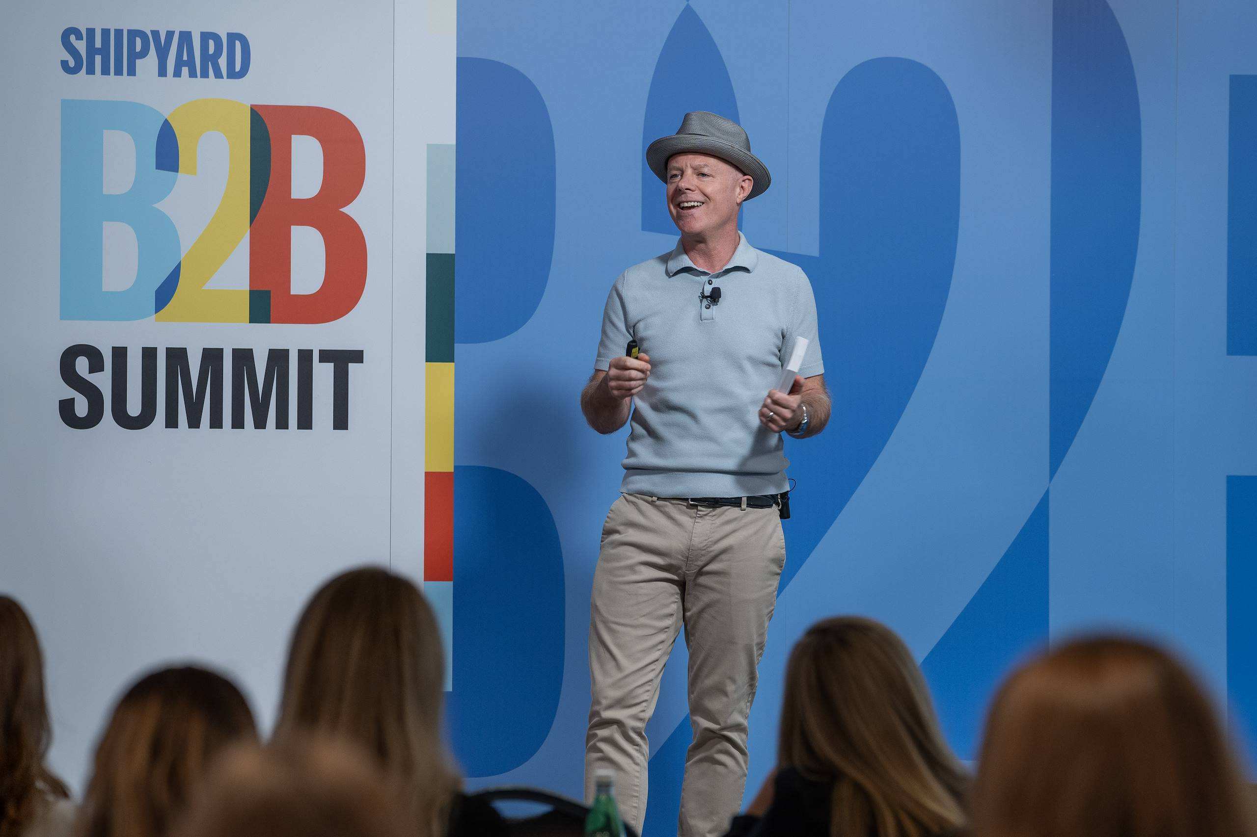Reuben Webb on stage at The Shipyard B2B Summit