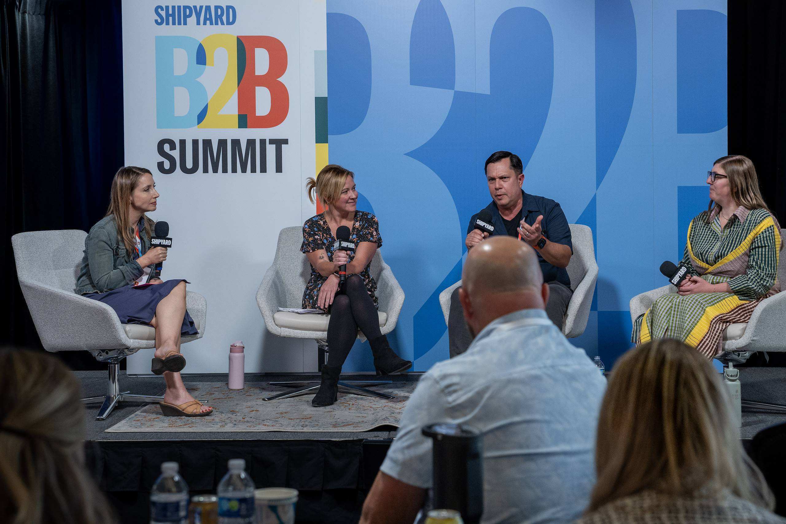 Shannon Yakimow, Sean Cowan, Kim Rodgers and Julie Exner on stage at The Shipyard's B2B Summit
